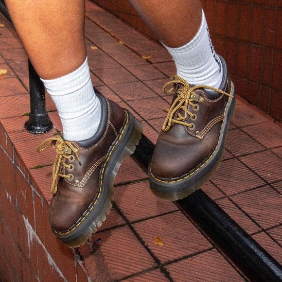 Dr. Martens Shoes - Dr. Martens Women’s 8053 Arc Crazy Horse Brown Leather Platform Casual Shoes